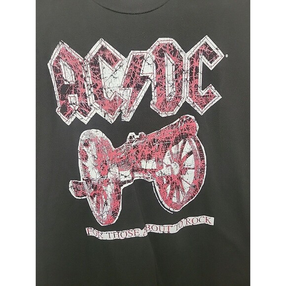 ACDC For Those About To Rock T-Shirt Mens Large Rock Band Black Short Sleeve Y2K - Picture 4 of 8